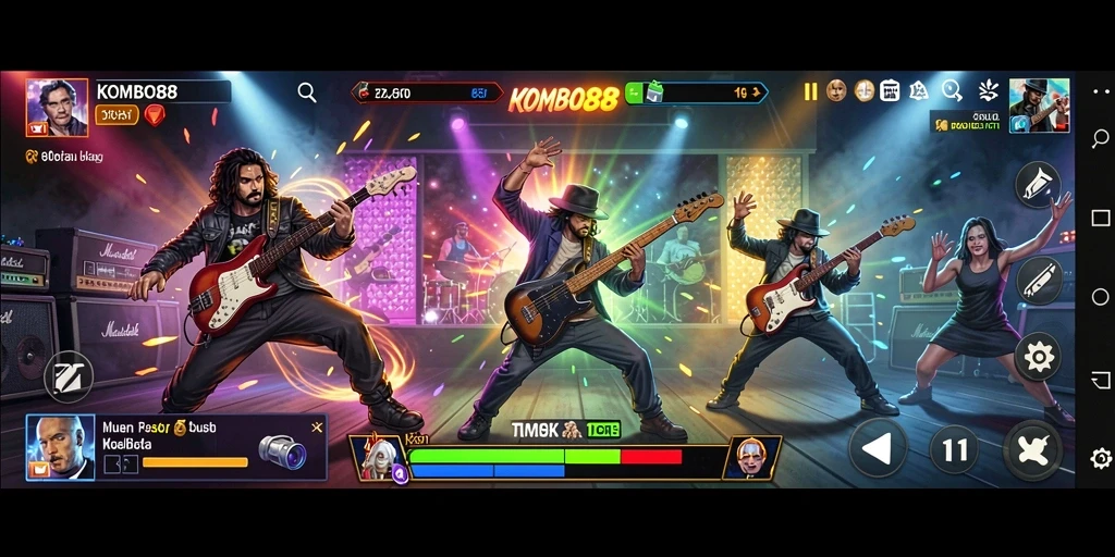 Tangkapan layar gameplay KOMBO88 yang penuh aksi musik.